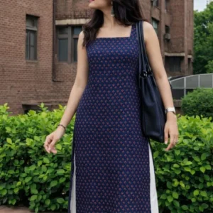 Nature Luxe – Sleeveless Printed Straight Kurta