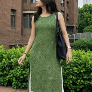 Nature Charm – Printed Sleeveless Everyday Kurta