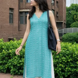 Fresh Flow – Sleeveless Printed Straight Kurta