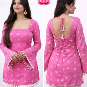 Blush Bloom – Elegant Back-Tie Kurta Set