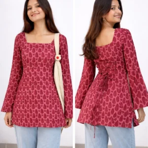 Scarlet Rhythm – Geometric Print Kurta Set